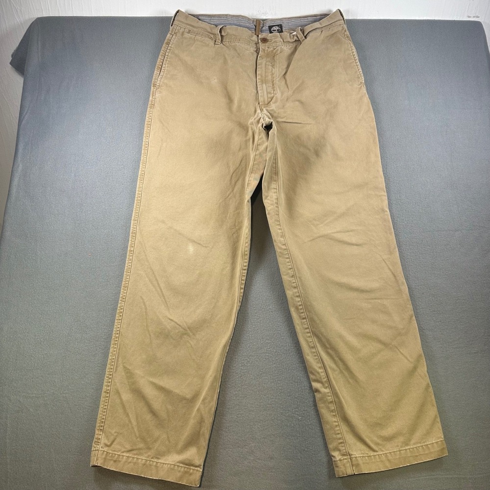 Timberland Mens Khaki Chino Pants 38x34 Cotton Straight Leg Work Casual Tan